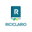 Logo piccolo dell'app Riciclario con sfondo e scritta blu
