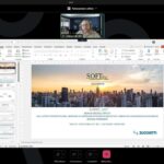 La schermata del webinar: una slide e il relatore Federico Villani