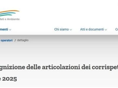 Raccolta dati ARERA sui corrispettivi rifiuti 2024-2025