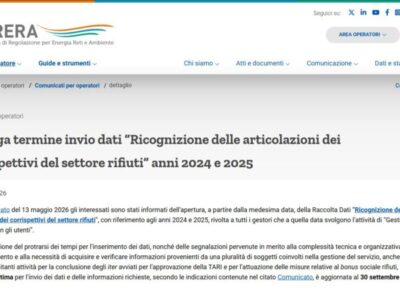 Arera proroga la scadenza per la ricognizione sui corrispettivi