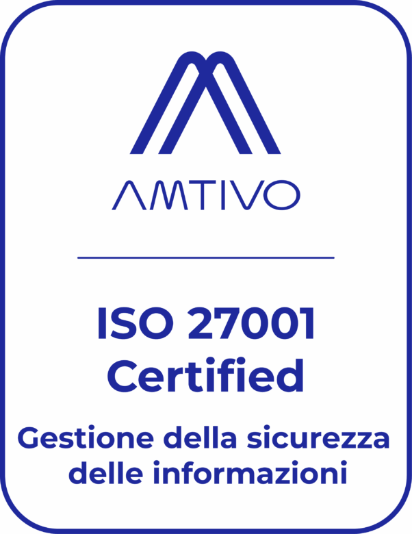Logo certificazione ISO 27001 Amtivo